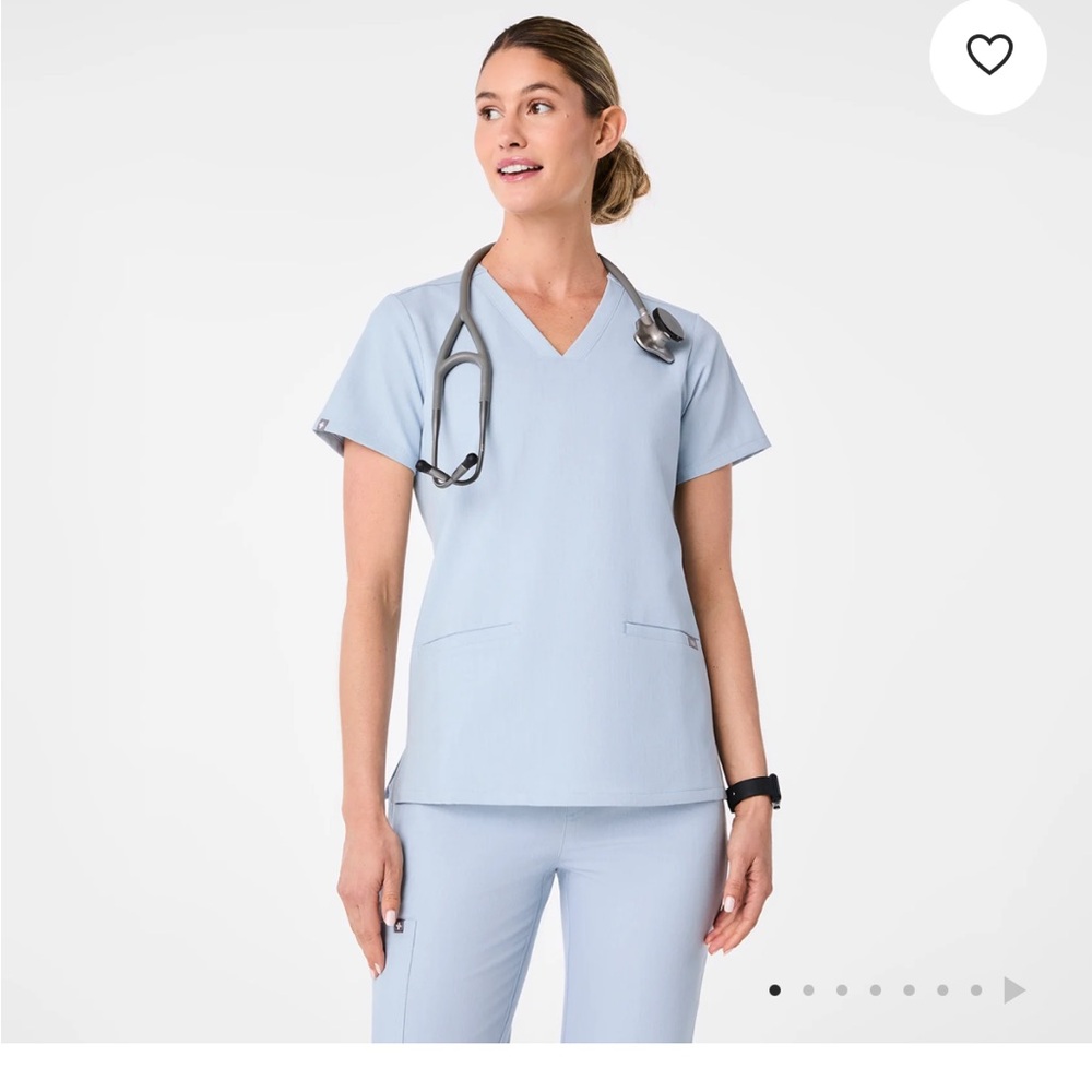 Figs Light Blue V-Neck Scrub Top